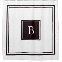 Light Beige and White Classic Square Monogram Shower Curtain, Zazzle