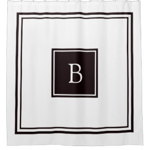 Black and White Square Frame Monogram Shower Curtain