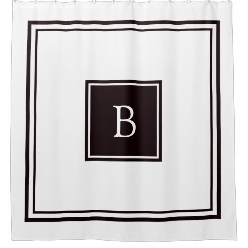 Black and White Square Frame Monogram Shower Curtain