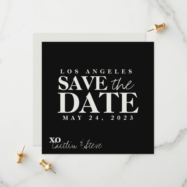 Black and white square save the date (Front/Back In Situ)