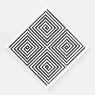 Black and White square seamless geometric pattern Paper Dinner Napkins