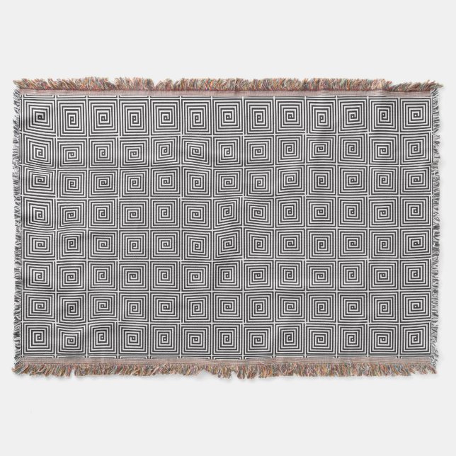 Black and White square seamless geometric pattern Throw Blanket (Front)