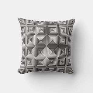 Black and White square seamless geometric pattern Throw Pillow