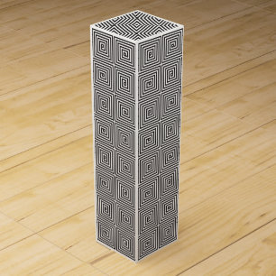 Black and White square seamless geometric pattern Wine Box