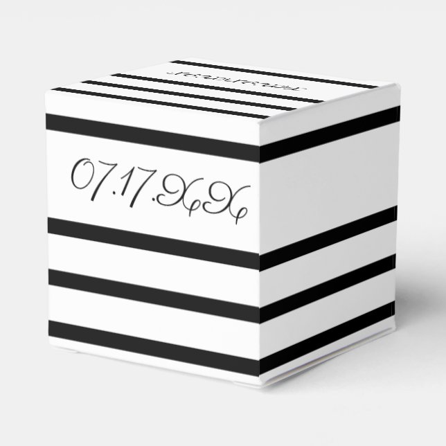 Black And White Square Wedding Guest Favor Box (Back Side)
