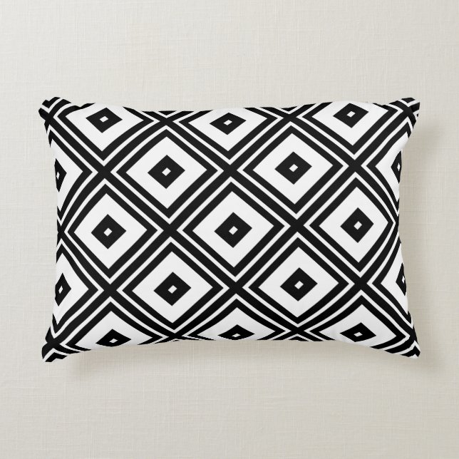 Black and White Squares Accent Pillow (Front)