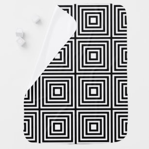 Black and White Squares in Squares Baby Blanket