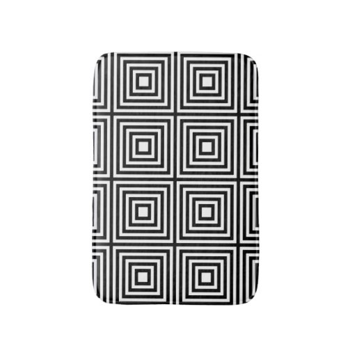 Black and White Squares in Squares Bath Mat Zazzle