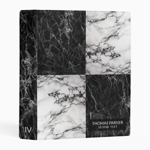 Black And White Squares Of Marble Texture Mini Binder