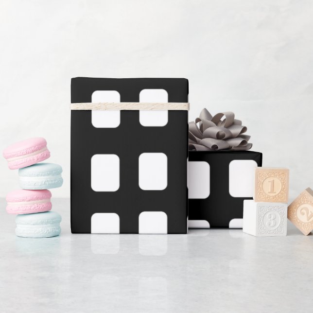 Black and White Squares Pattern Wrapping Paper (Baby Shower)
