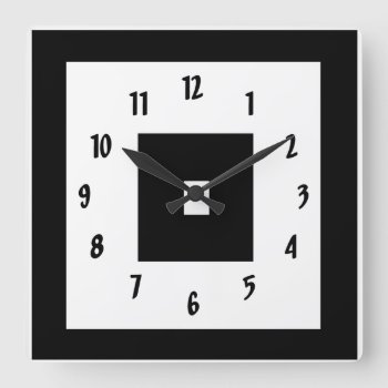 Black And White Squares Square Wall Clock by Bebops at Zazzle