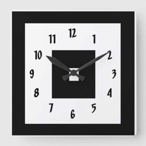Black and White Squares Square Wall Clock