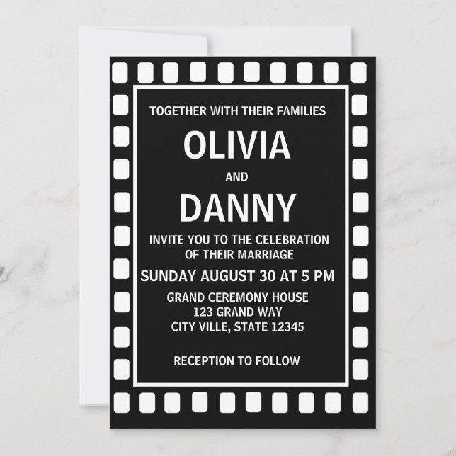 Black and White Squares Trendy Modern Wedding Invitation (Front)