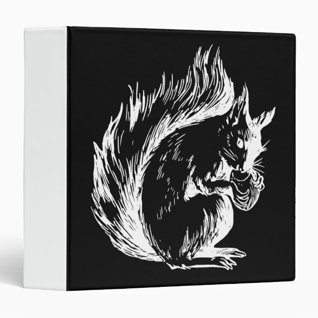 Black and White Squirrel Art 3 Ring Binder (Front/Spine)