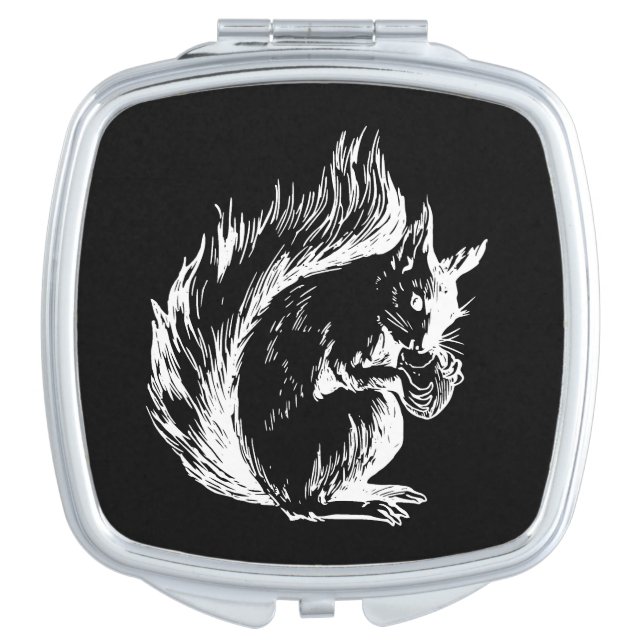 Black and White Squirrel Art Compact Mirror (Front)
