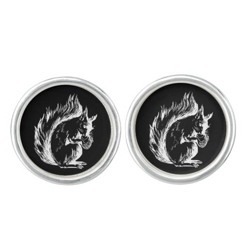 Black and White Squirrel Art Cufflinks