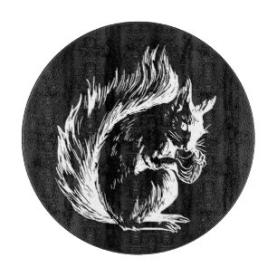 Black and White Squirrel Art Cutting Board