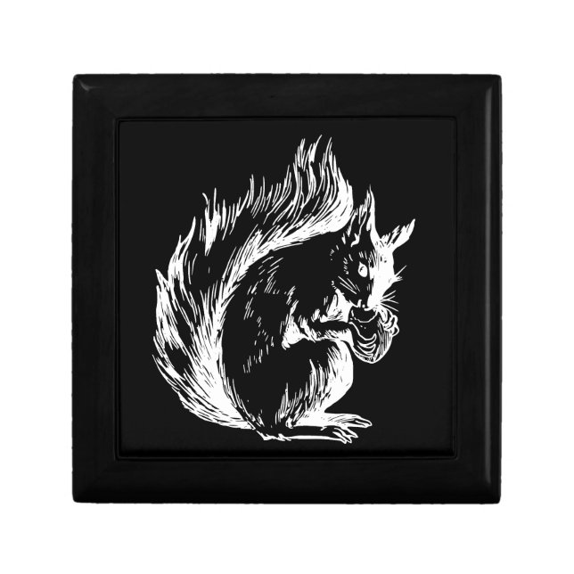 Black and White Squirrel Art Gift Box (Front)