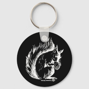 Black and White Squirrel Art Keychain