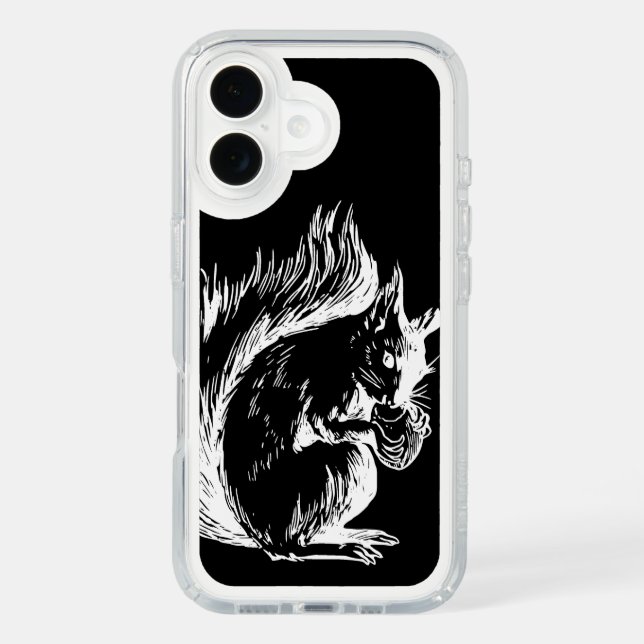 Black and White Squirrel Art Speck iPhone Case (Front)