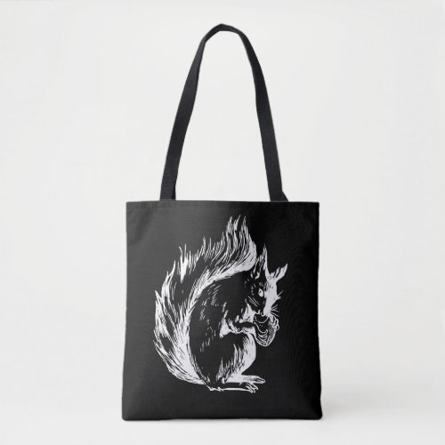 Black and White Squirrel Art Tote Bag