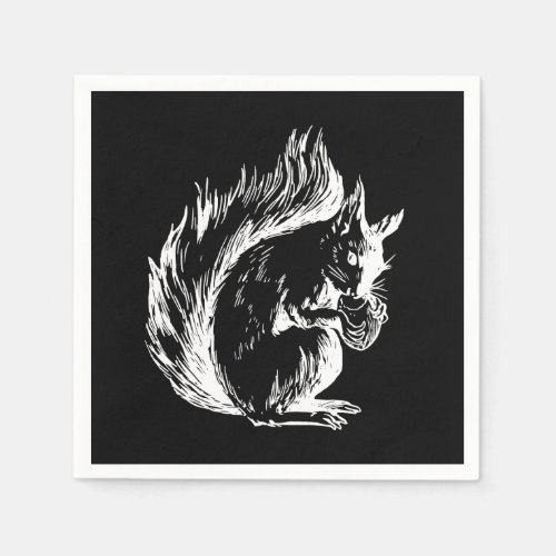 Black and White Squirrel Design Art Napkins