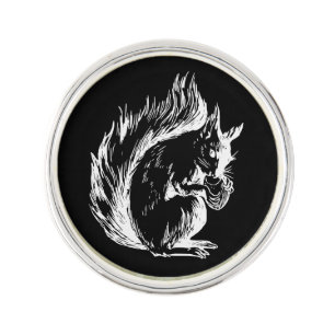 Black and White Squirrel Design Lapel Pin