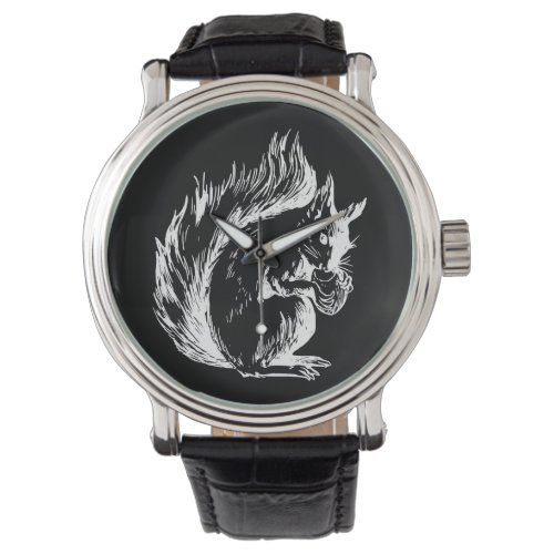 Black and White Squirrel Design Watch