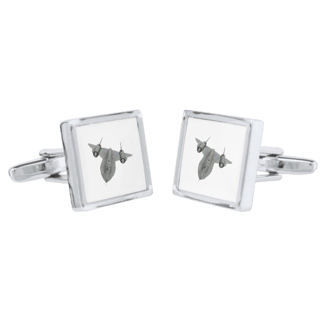 Black and White SR71 Blackbird Illustration Cufflinks (Angled)