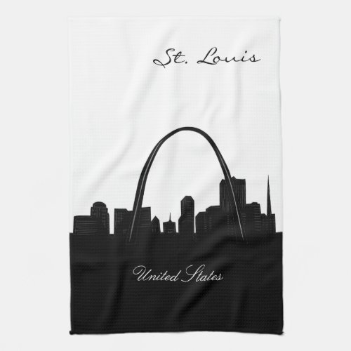 Black and White St Louis Skyline Kitchen Towel