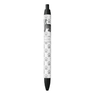 Black And White Staffie Cute Cartoon Dog &amp; Name Black Ink Pen