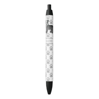 Black And White Staffie Cute Cartoon Dog &amp; Name Pen