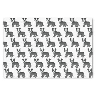 Black And White Staffie Cute Cartoon Dog Pattern Tissue Paper