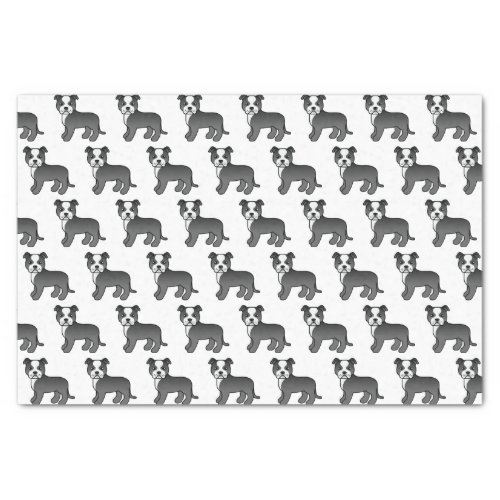 Black And White Staffie Cute Cartoon Dog Pattern Tissue Paper