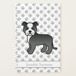 Black And White Staffie Cute Cartoon Dog &amp; Text Planner