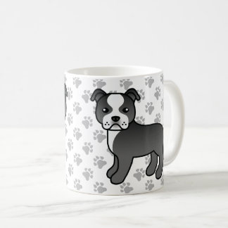 Black And White Staffordshire Bull Terrier Dog Coffee Mug