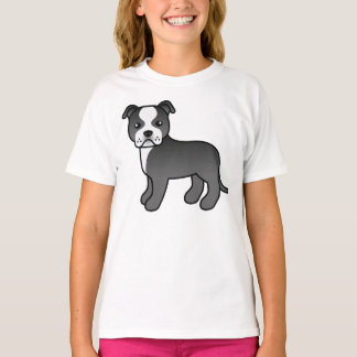 Black And White Staffordshire Bull Terrier Dog T-Shirt
