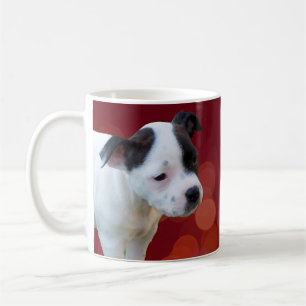 Black And White Staffordshire Bull Terrier Puppy, Coffee Mug