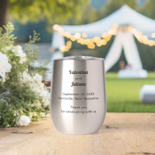 Black and White Stainless Wedding Wine Tumbler