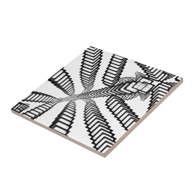 Black And White Stair Steps To Somewhere Abstract  Ceramic Tile (Side)