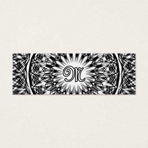 Customizable Black and White Star Flower Monogram M Business Card Template