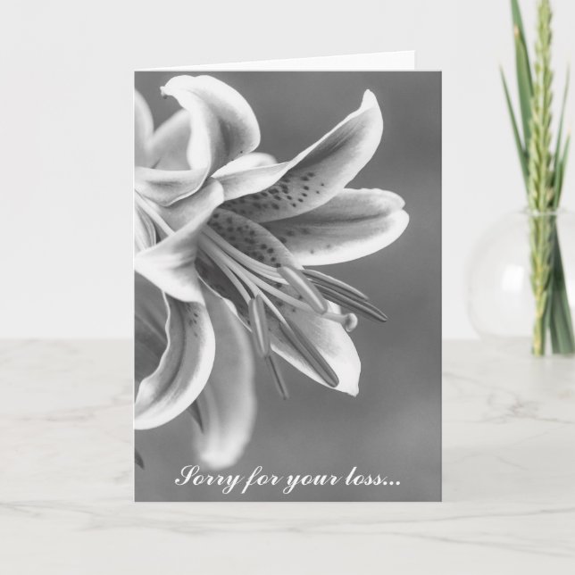 Black and White Star Lillie Sympathy Card (Front)