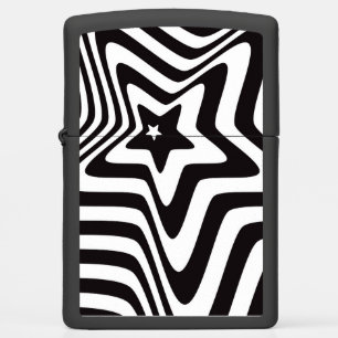 Black and White Star Optical Illusion Cool Zippo Lighter