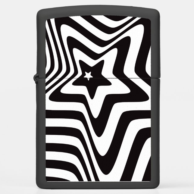 Black and White Star Optical Illusion | Cool  Zippo Lighter (Front)