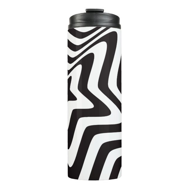 Black and White Star Optical Illusion Modern Thermal Tumbler (Front)