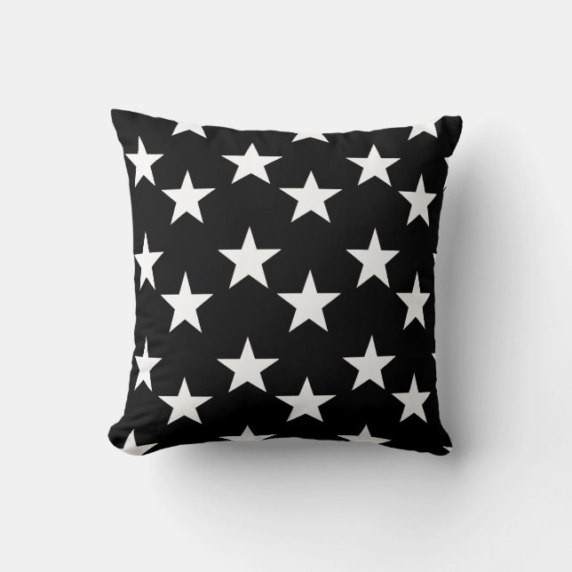 Black and White Star Pattern Accent Pillow (Front)