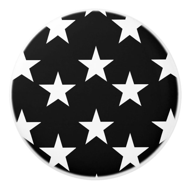 Black and White Star Pattern Ceramic Knobs (Front)