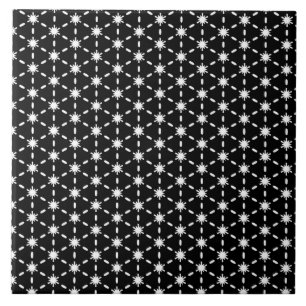 Black and White Star Pattern  Ceramic Tile