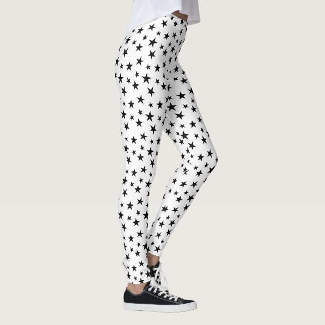 Black and White Star Pattern Leggings (Right)