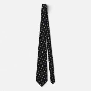 Black and White Star Pattern Neck Tie